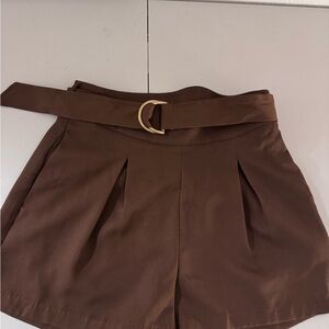 Lush Chocolate Brown Belted Skorts